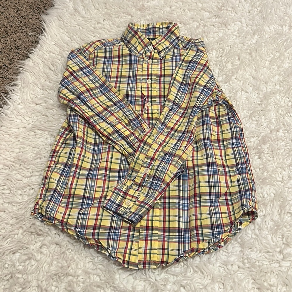 50%offw❤️ Ralph Lauren button down long sleeve shirt youth 8 yellow plaid k2